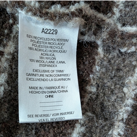 Emproved Long Cardigan Open Front Shawl Collar Brown Beige Cream Women's Small - Picture 9 of 12